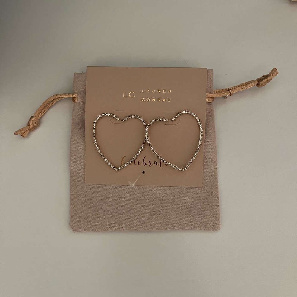 🌸Lauren Conrad Celebrate Rhinestone Heart Earrings